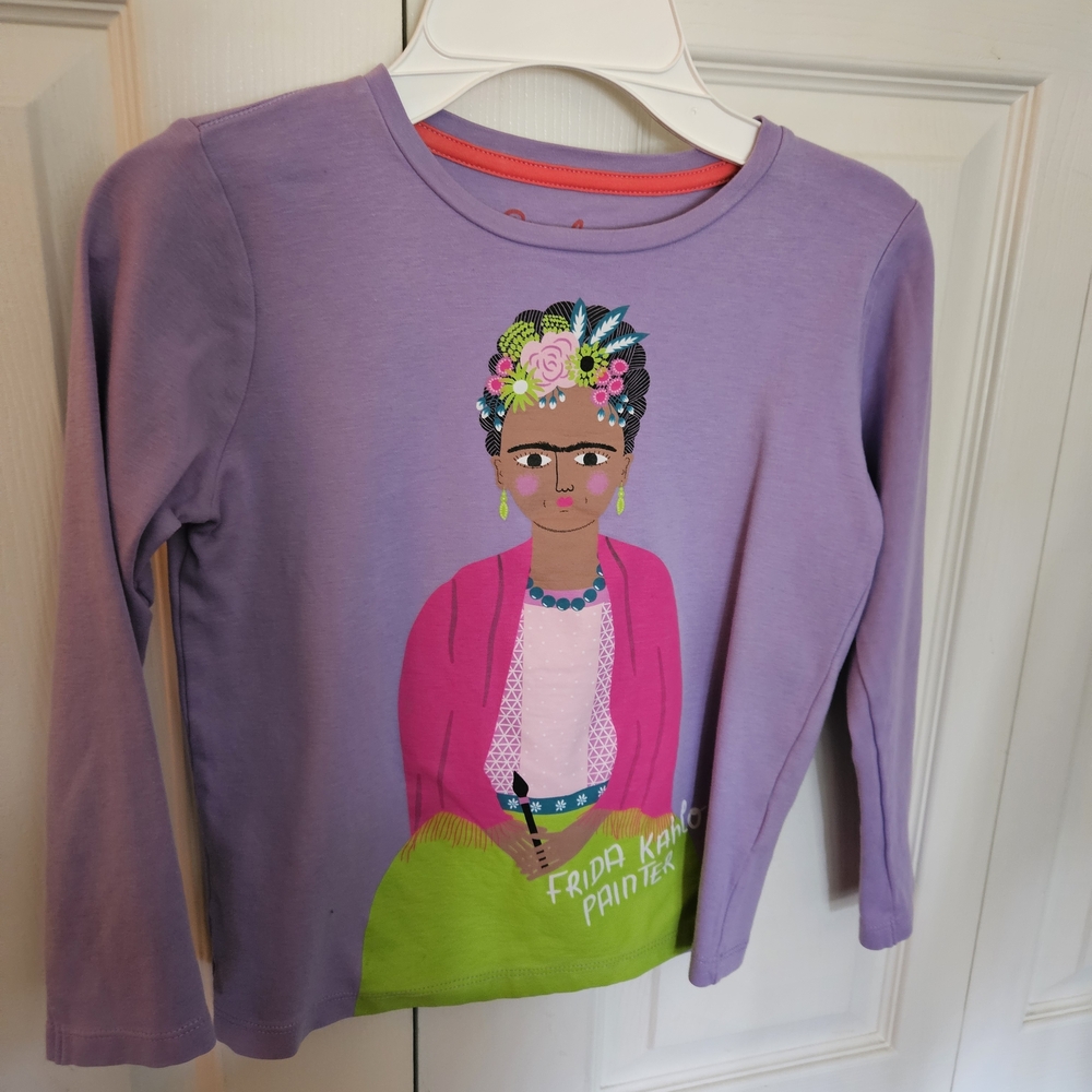 Girls' Lavender Long-Sleeve Frida Kahlo Graphic Tee